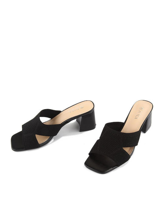 Mules mit Hoch Absatz in Schwarz Farbe