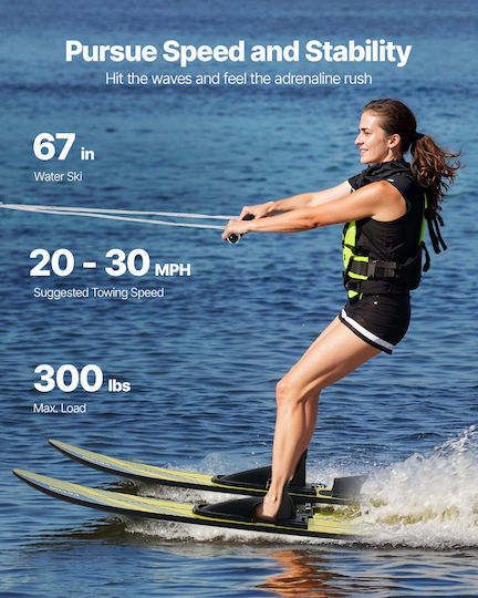 Vevor 170.2 cm Adult Water Ski Combo Adjustable X-9 Bindings
