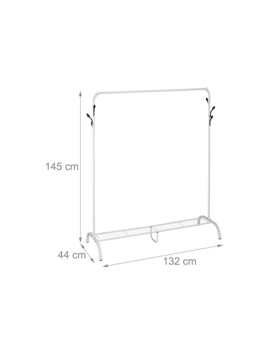 Clothing Rack Shelf 6 Hooks Dimensions 145 X 132 X 44 Cm White Black Relaxdays