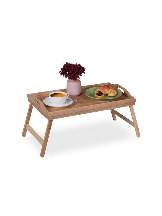 Relaxdays Bamboo Rechteckig Serviertablett aus Bambus mit Griffen in Beige Farbe 25x60x30cm 10039325 1Stück