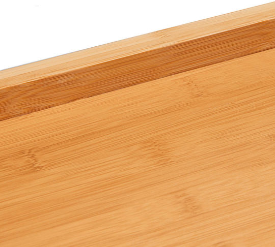 Relaxdays Bambus Dreptunghiular Tavă de Servire din Bamboo cu Mânere în Culoare Gri 50x50x30cm 10046253 1buc