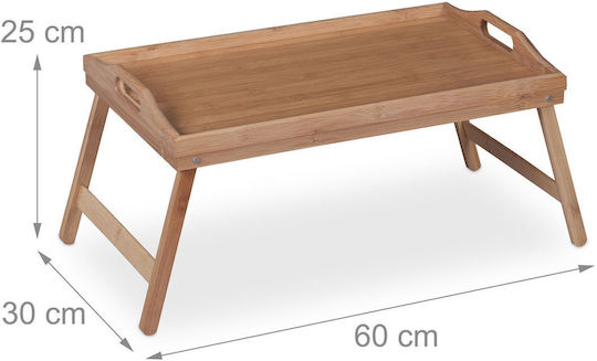Relaxdays Bambus Dreptunghiular Tavă de Servire din Bamboo cu Mânere în Culoare Bej 25x60x30cm 10039325 1buc