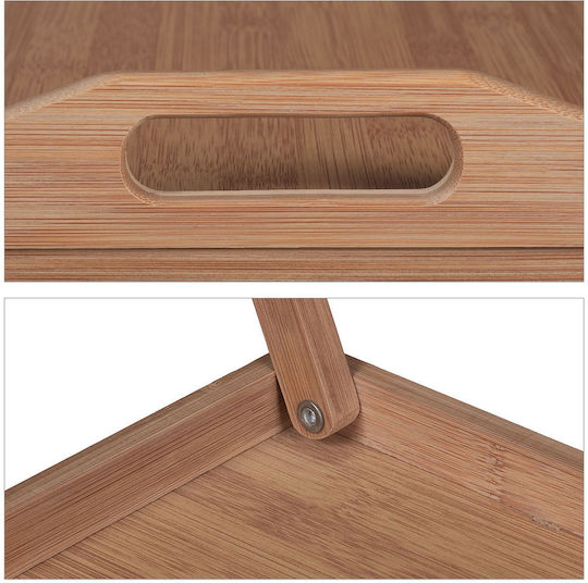 Relaxdays Bambus Dreptunghiular Tavă de Servire din Bamboo cu Mânere în Culoare Bej 25x60x30cm 10039325 1buc