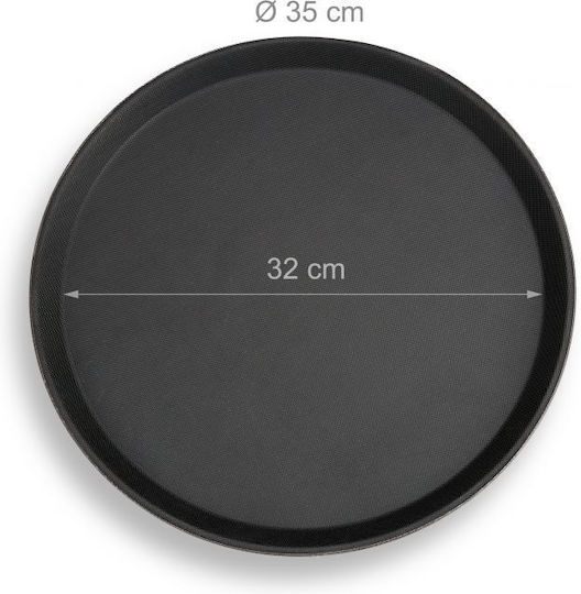 Relaxdays Plastic Rotund Tavă de Servire Antiderapant în Culoare Negru 35cm 10027282 1buc