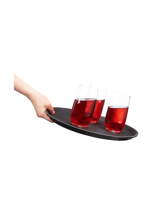 Relaxdays Kunststoff Rund Serviertablett Rutschfest in Schwarz Farbe 35cm 10027282 1Stück