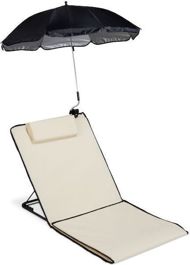 Șezlong Pliabil de Plajă Relaxdays Picioare Umbrelă Bej 6 x 60 x 197 cm