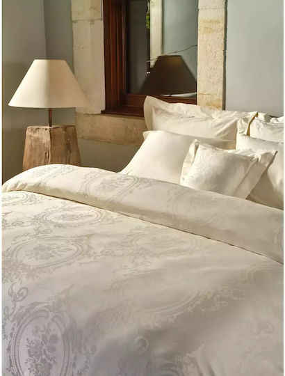 Valeron Set Husă de Pilotă Bumbac Dublă cu 5 Fețe de Pernă & 1 Cearsaf 200x220 Cremă