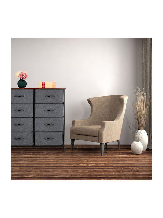 Sertar de depozitare din metal și material textil cu 8 sertare L80xW30xH81.5buc