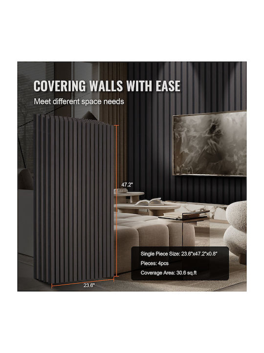 Panouri Acustice Vevor Șipci de Lemn 23.6 X 47.2 Inch Decorare Modernă a Pereților Stejar Negru