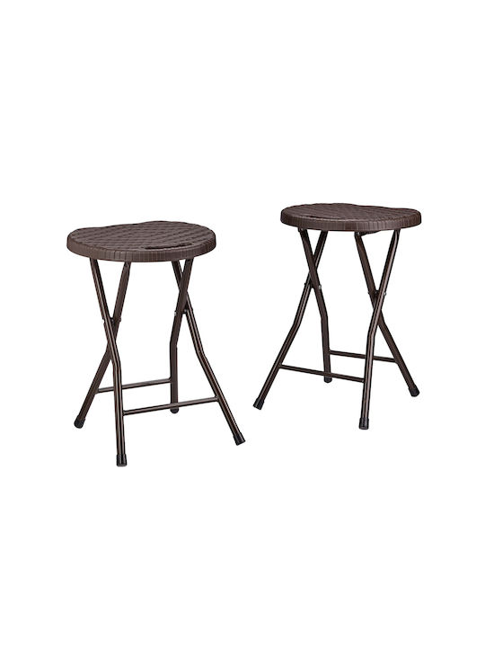Plastik Gartenhocker Braun 2Stücke 32,5x32,5x29cm