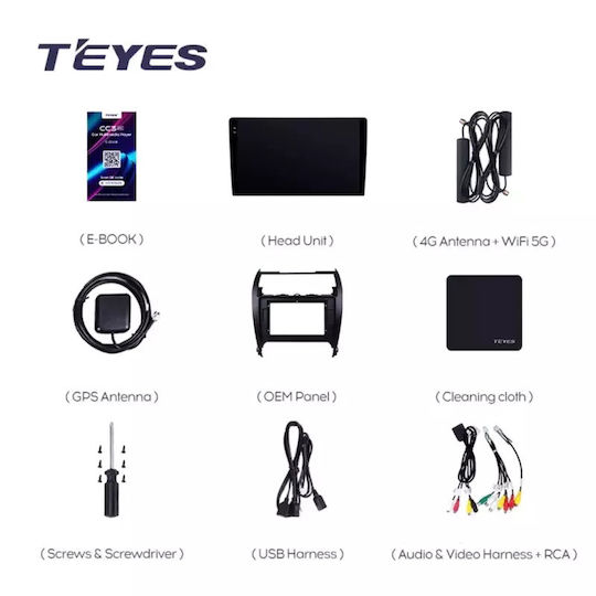 Teyes Автомобилна Аудио Система 2DIN (Блутут/USB/WiFi/GPS/Apple-Carplay/Android-Auto) с Тъчскрийн 10.36"