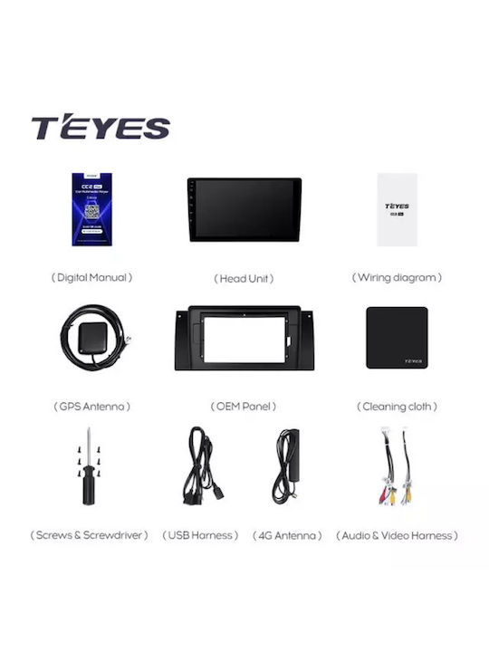 Teyes Cc3 2k автомобилна навигация Bmw серия 5 E39 1995-2003 4+64GB 9.5" QLED осемядрен 2GHz Android 4G Bluetooth 5.1 DSP