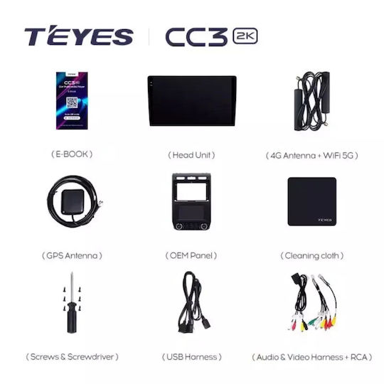 Teyes Auto-Audiosystem 2DIN (Bluetooth/USB/WiFi/GPS/Apple-Carplay/Android-Auto) mit Touchscreen 9.5"