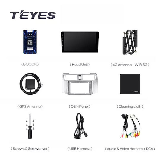 Teyes Cc3 2k 360° Car Navigation Toyota 4runner 5 2009 2020 6+128gb 9.5" Qled Octa-core 2ghz Android 4g Bluetooth 5.1 Dsp