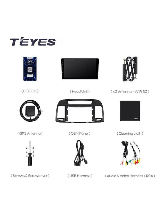 Teyes Sistem Audio Auto pentru Toyota Camry 2001-2006 (Bluetooth/USB/WiFi/GPS/Apple-Carplay/Android-Auto) cu Ecran Tactil 9"