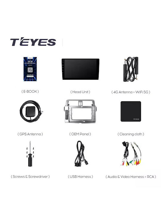 Teyes Auto-Audiosystem für Toyota Land Cruiser / Prado 2013-2017 (Bluetooth/USB/WiFi/GPS/Apple-Carplay/Android-Auto) mit Touchscreen 10.2"