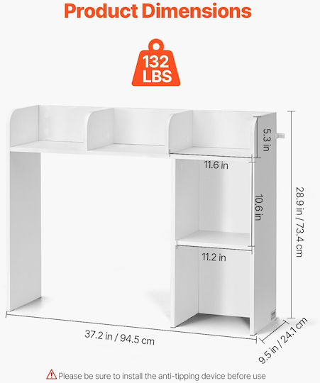 Vevor Desktop Bookshelf White Desktop Storage Organizer 2-tier Office Home