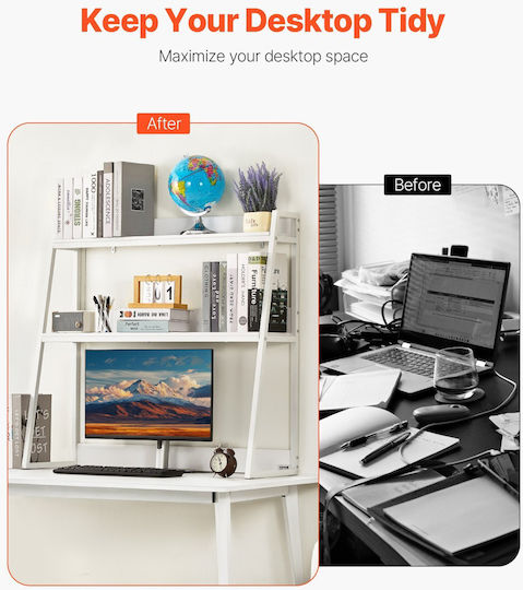 Vevor Desktop Bookshelf Desktop Storage Organizer 2-tier Office & Home White
