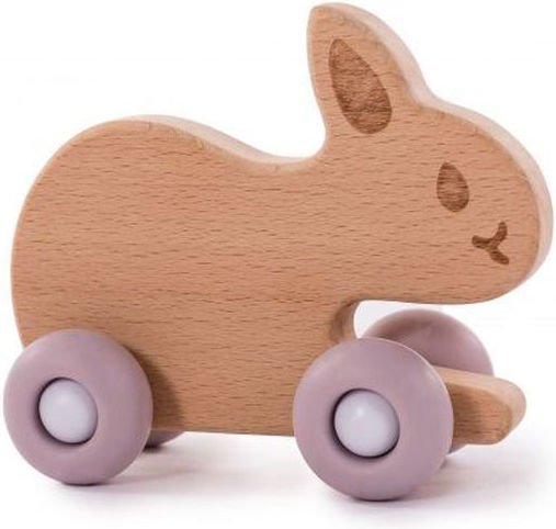 Bo Jungle Push Along Rabbit On Wheels από Ξύλο για 12+ Μηνών