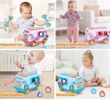Babyspielzeugbus 4 in 1 Lazarid Pink