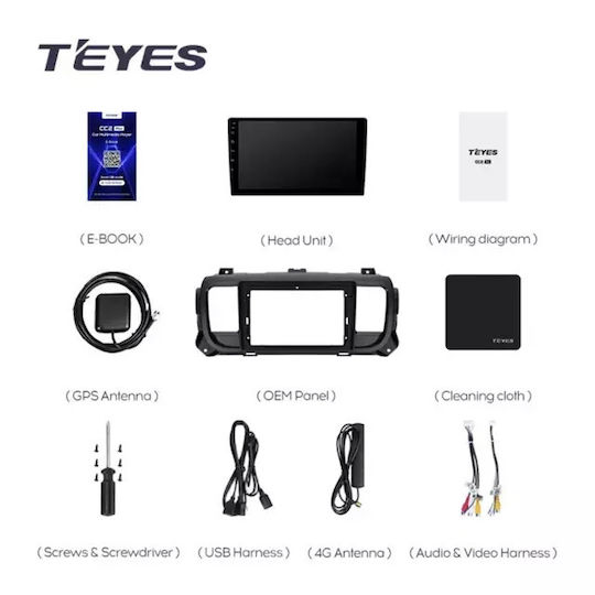 Teyes Auto-Audiosystem 2DIN (Bluetooth/USB/WiFi/GPS/Apple-Carplay/Android-Auto) mit Touchscreen 9.5"