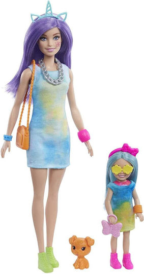 Barbie Color Reveal Neon Tie-dye Large Set Haine pentru păpuși Color Reveal pentru 3+ ani+ Ani