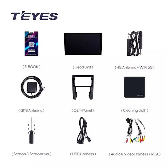 Teyes Автомобилна Аудио Система 2DIN (Блутут/USB/WiFi/GPS/Apple-Carplay/Android-Auto) с Тъчскрийн 9.5"