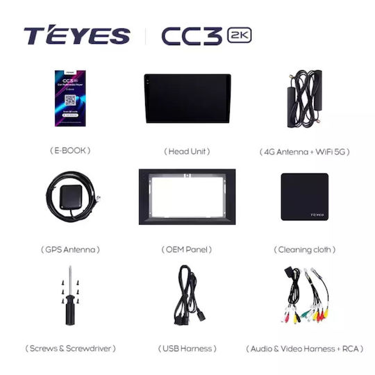 Teyes Ηχοσύστημα Αυτοκινήτου 2DIN (Bluetooth/USB/WiFi/GPS/Apple-Carplay/Android-Auto) με Οθόνη Αφής 9"