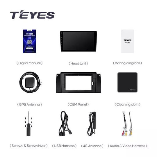 Teyes Car Audio System for BMW Series 5 (E39) / Series 5 / E39 1995-2003 (Bluetooth/USB/WiFi/GPS/Apple-Carplay/Android-Auto) with Touch Screen 9.5"