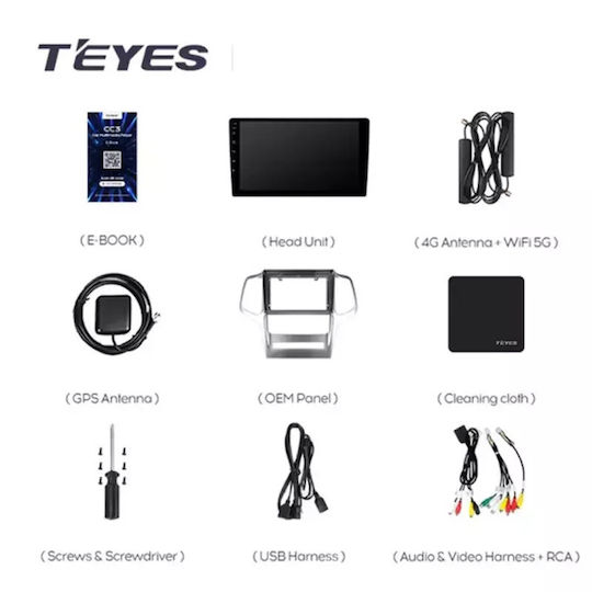 Teyes Car Audio System for Skoda Rapid Jeep Grand Cherokee Dodge Journey 2010-2013 (Bluetooth/USB/WiFi/GPS/Apple-Carplay/Android-Auto) with Touch Screen 9"