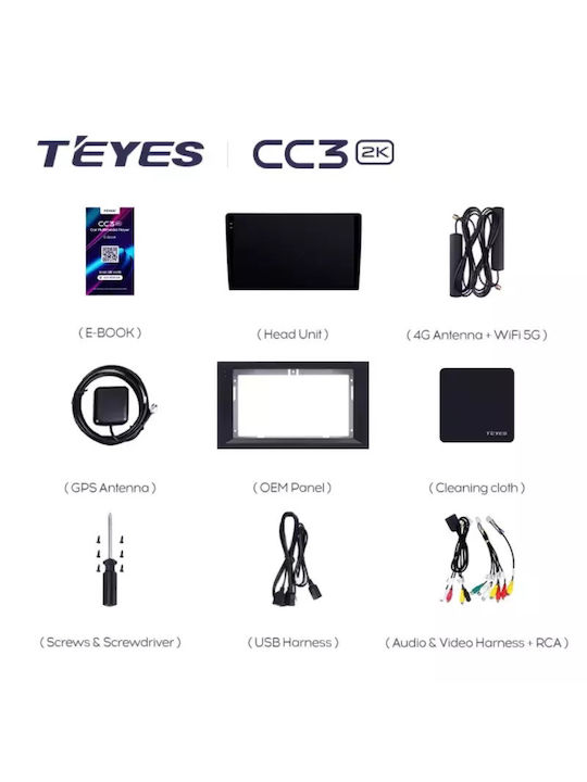 Teyes Sistem Audio Auto 2DIN (Bluetooth/USB/WiFi/GPS/Apple-Carplay/Android-Auto) cu Ecran Tactil 9"