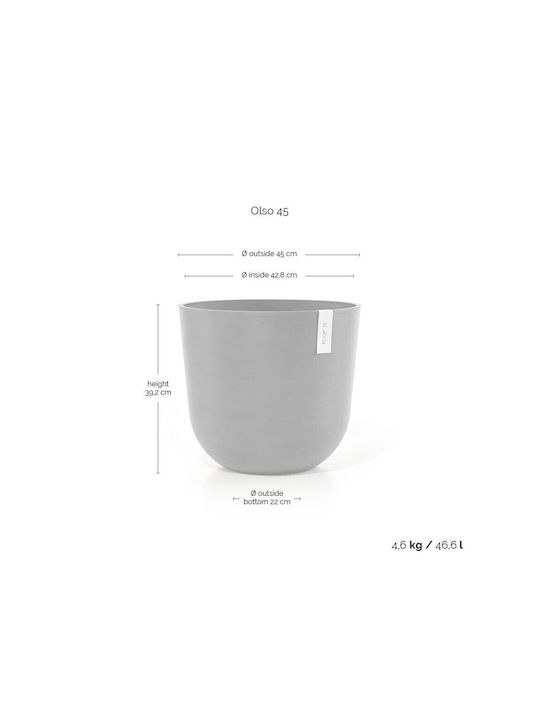 Ecopots Oslo Pot Plastic White Grey 45x45x39.2cm.
