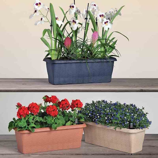 Bama Самополивен Кутия за саксии Пластмаса Light Terracotta 40x20x17.5см.