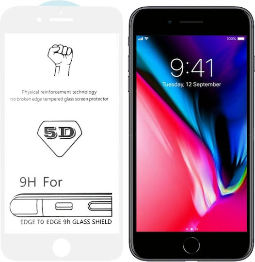 Full Face Tempered Glass Λευκό (iPhone SE 2020 / 8 / 7)
