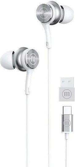 Maxell XC1 In-ear Handsfree Ακουστικά με Βύσμα USB-C Λευκό