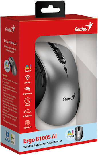 Genius Ergo 8100S Wireless Bluetooth Mouse Silver