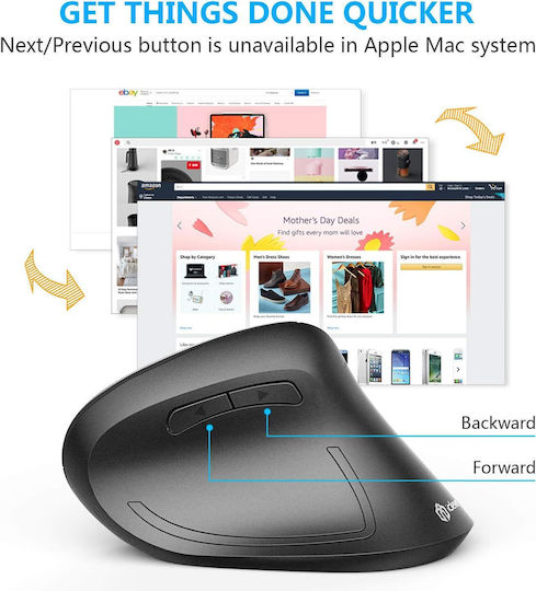 iClever WM-101 Wireless Ergonomic Vertical Mouse Black