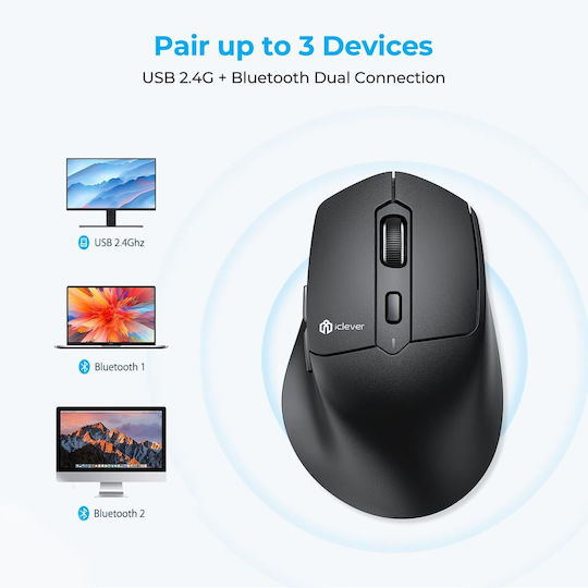 iClever MD360 Kabellos Ergonomisch Bluetooth Maus Schwarz
