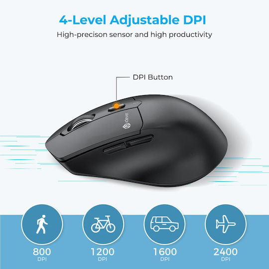 iClever MD360 Kabellos Ergonomisch Bluetooth Maus Schwarz