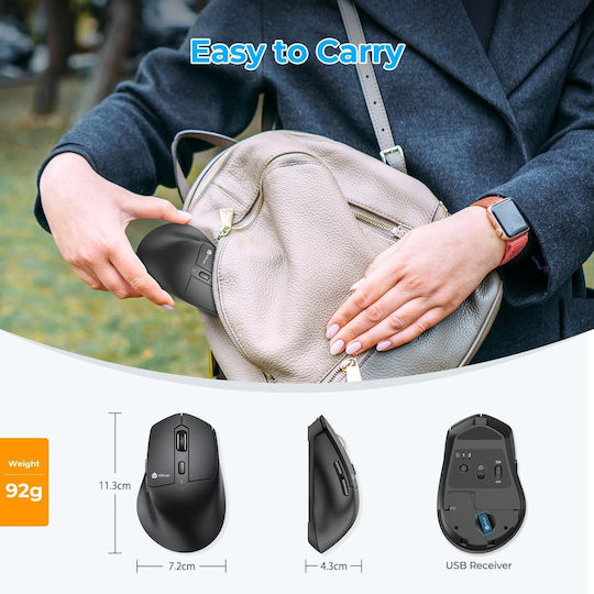 iClever MD360 Kabellos Ergonomisch Bluetooth Maus Schwarz