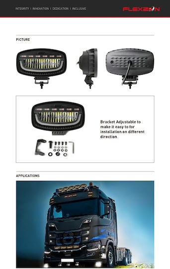 Rectangleς Headlights Car LED 10 - 30V 60W 24.7cm with White Lighting 1pcs
