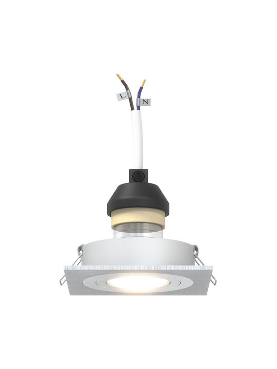 vidaXL Square Metallic Recessed Spot with Socket GU10 Silver 9.1x9.1cm. 1pcs