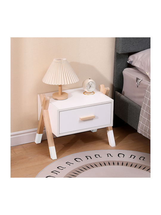 Wooden Kids Bedside Table Paschal White 46x30x38cm
