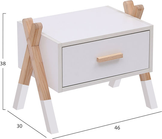 Paschal Κομοδίνο Ξύλινο Λευκό 46x30x38cm