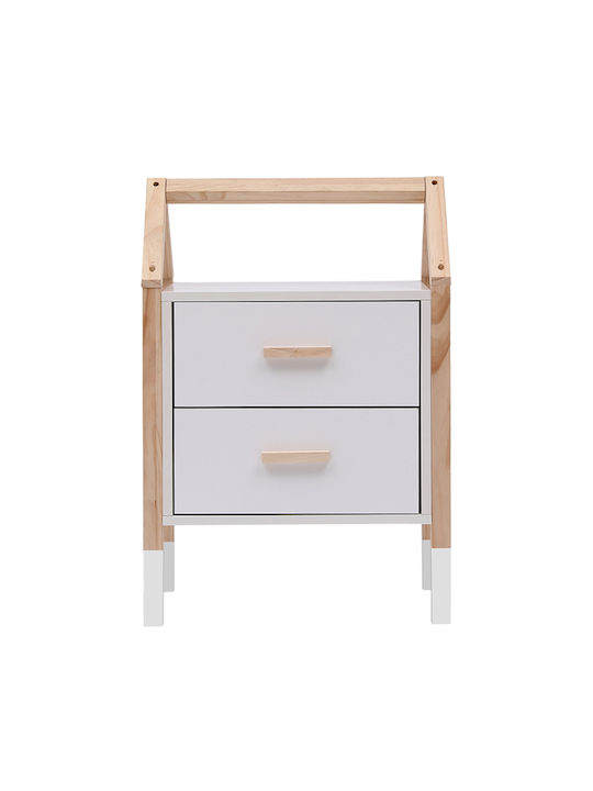 Wooden Kids Bedside Table Pepe White 46x30x67cm