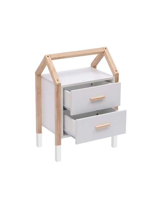 Wooden Kids Bedside Table Pepe White 46x30x67cm