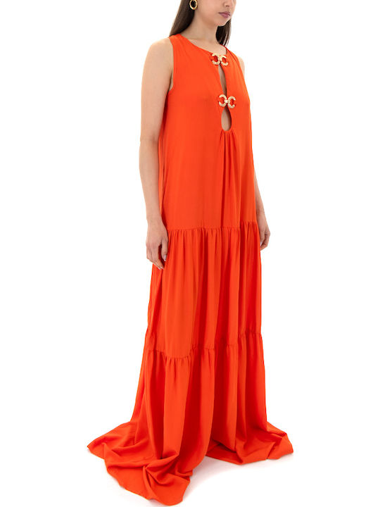 Summer Maxi Shirt Dress Orange