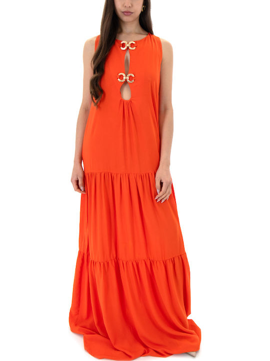 Summer Maxi Shirt Dress Orange