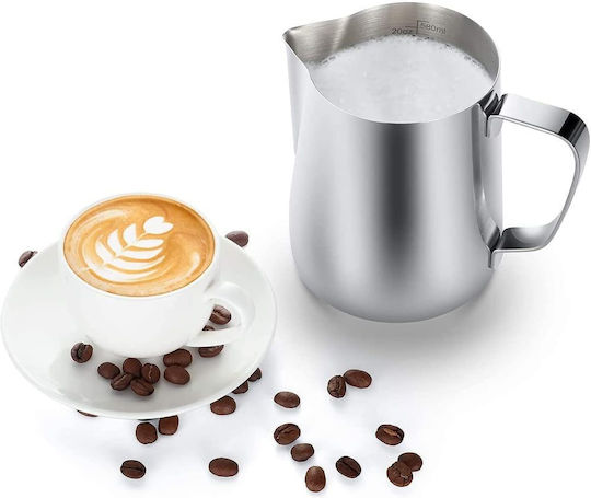 Cana din oțel inoxidabil pentru spumare lapte cu mâner Quasar Co. Cana pentru cappuccino cu cioc Bar Cana Barista 600 ml H 11 cm
