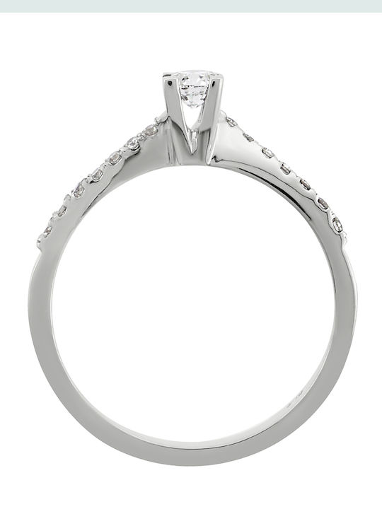 Antwnakakis Einzelstein aus Weißgold 18K mit Diamant